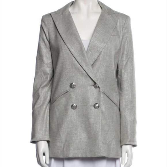$798 Veronica Beard Women's Silver Oria Double-Breasted Dickey Blazer Jacket 4 - Picture 2 of 3